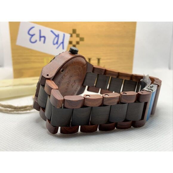 BEWELL W154A Men's Red/Black Sandalwood Analog Dial Quartz Wrist Watch YR43 - Picture 11 of 11